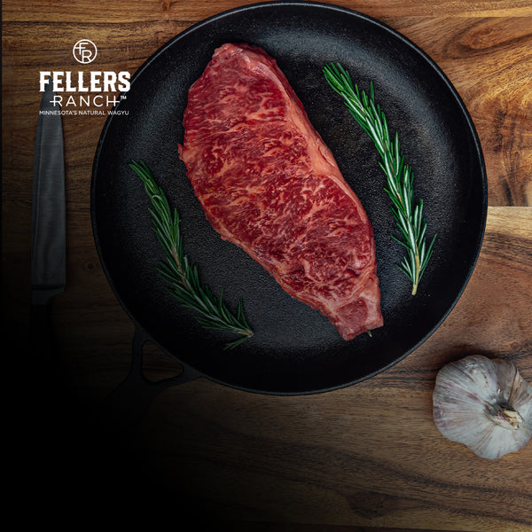 12 oz New York Strip Premium Wagyu Steak | Fellers Ranch® | BMS Score of 6 - 10 | Minnesota's Finest Wagyu